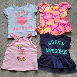 Carter's Jumping Beans Girls 18-24 M Short Sleeve T Shirts Lot of 4 Tops Floral